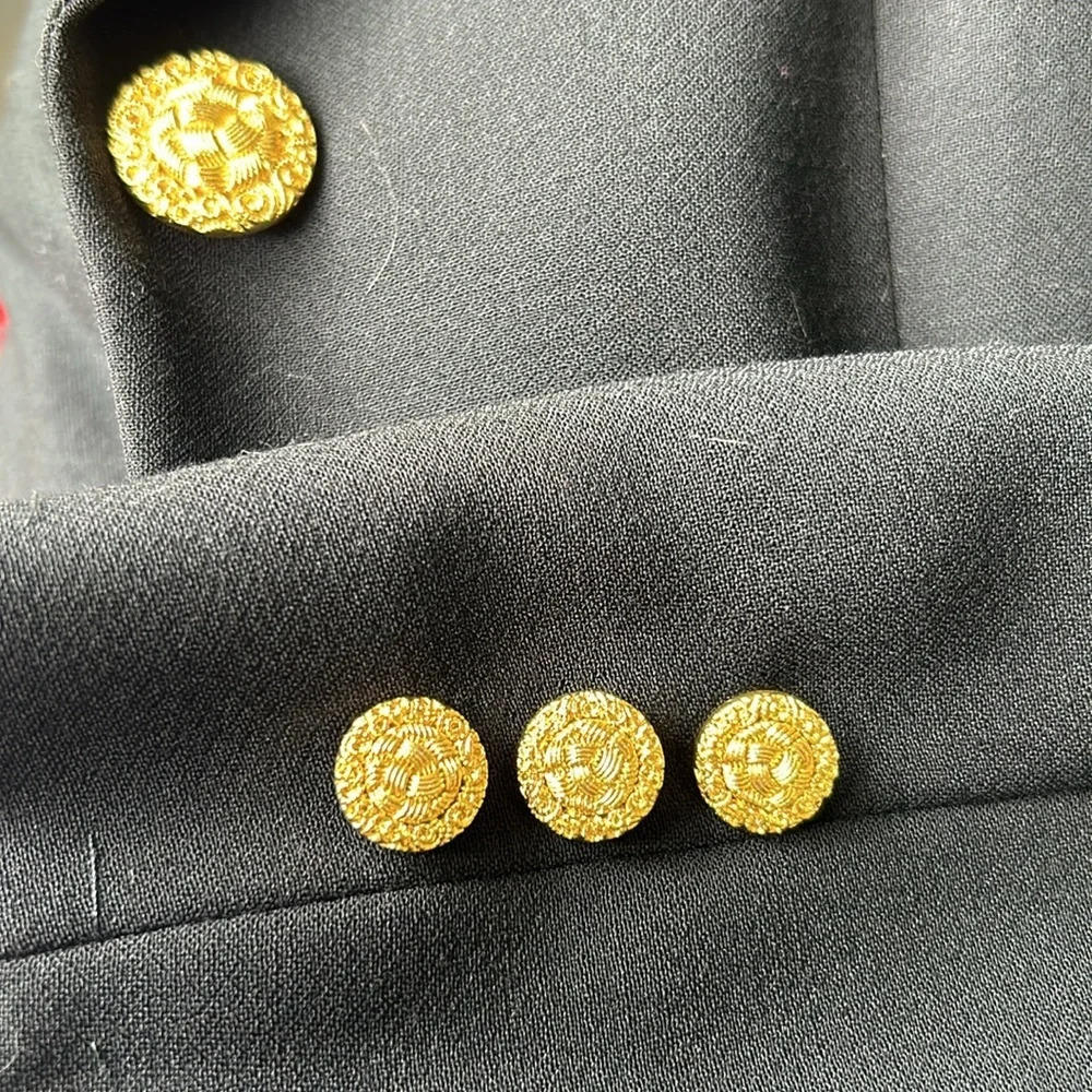 Black Womens Pantsuit with Gold Buttons - Classic Blazer & Trousers - Picture 8 of 11